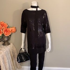 Eva Varro black sequin tunic/mini dress Small